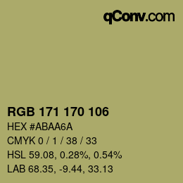 カラーコード: RGB 171 170 106 | qconv.com