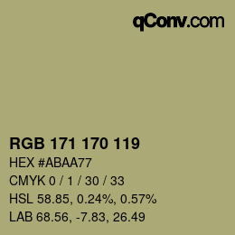 カラーコード: RGB 171 170 119 | qconv.com