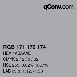 Color code: RGB 171 170 174 | qconv.com