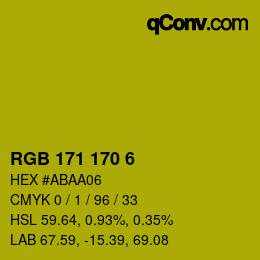 カラーコード: RGB 171 170 6 | qconv.com