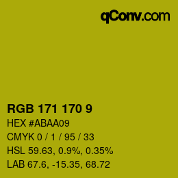 颜色代码: RGB 171 170 9 | qconv.com