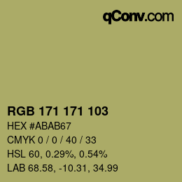 カラーコード: RGB 171 171 103 | qconv.com