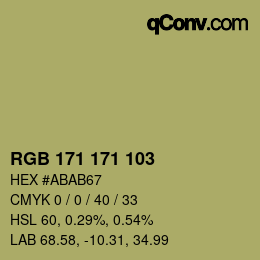 Color code: RGB 171 171 103 | qconv.com