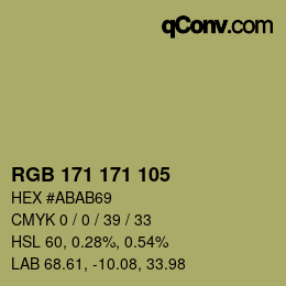 颜色代码: RGB 171 171 105 | qconv.com