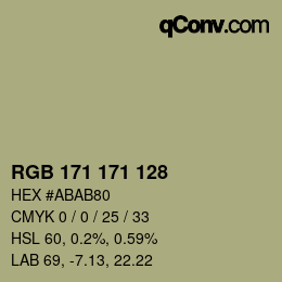 颜色代码: RGB 171 171 128 | qconv.com