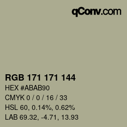 颜色代码: RGB 171 171 144 | qconv.com