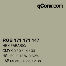 カラーコード: RGB 171 171 147 | qconv.com