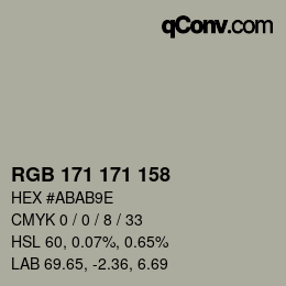 颜色代码: RGB 171 171 158 | qconv.com