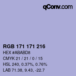 Color code: RGB 171 171 216 | qconv.com