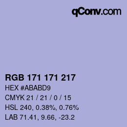 Color code: RGB 171 171 217 | qconv.com