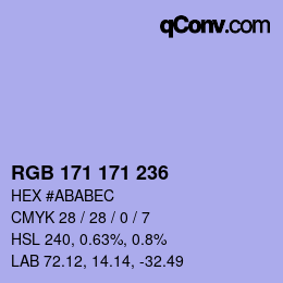 Color code: RGB 171 171 236 | qconv.com