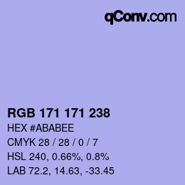 Color code: RGB 171 171 238 | qconv.com
