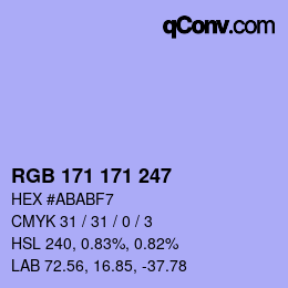 颜色代码: RGB 171 171 247 | qconv.com