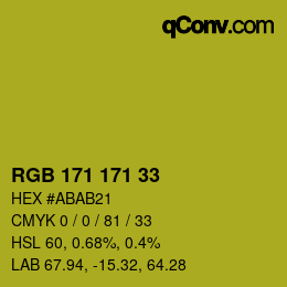 カラーコード: RGB 171 171 33 | qconv.com