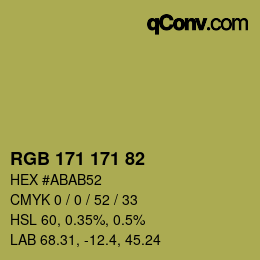 Color code: RGB 171 171 82 | qconv.com