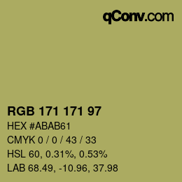 Color code: RGB 171 171 97 | qconv.com