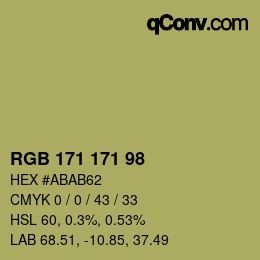 Color code: RGB 171 171 98 | qconv.com