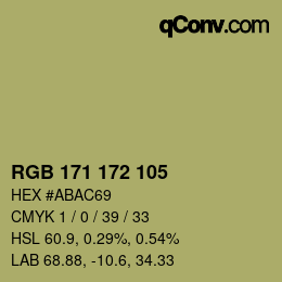 Color code: RGB 171 172 105 | qconv.com