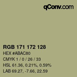 颜色代码: RGB 171 172 128 | qconv.com