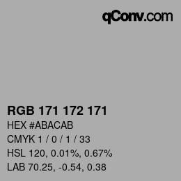 颜色代码: RGB 171 172 171 | qconv.com