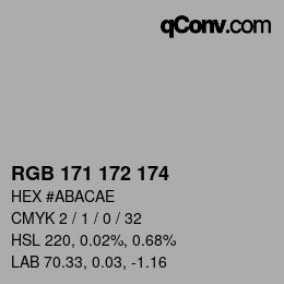 Color code: RGB 171 172 174 | qconv.com