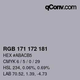 Color code: RGB 171 172 181 | qconv.com