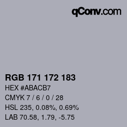 カラーコード: RGB 171 172 183 | qconv.com