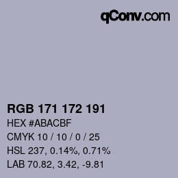 カラーコード: RGB 171 172 191 | qconv.com