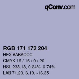 Color code: RGB 171 172 204 | qconv.com