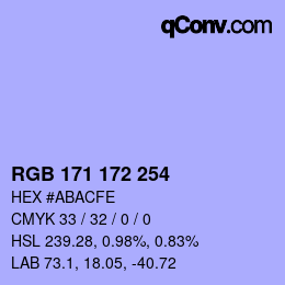 Color code: RGB 171 172 254 | qconv.com