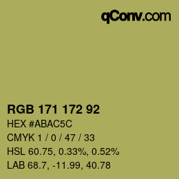 カラーコード: RGB 171 172 92 | qconv.com