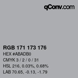 Farbcode: RGB 171 173 176 | qconv.com
