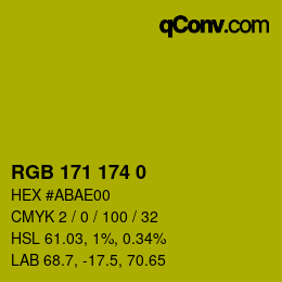 Color code: RGB 171 174 0 | qconv.com