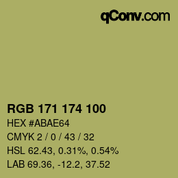 Color code: RGB 171 174 100 | qconv.com