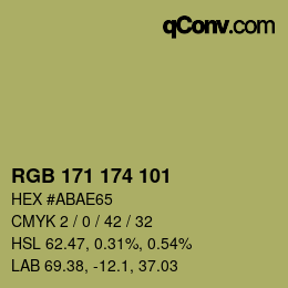 カラーコード: RGB 171 174 101 | qconv.com