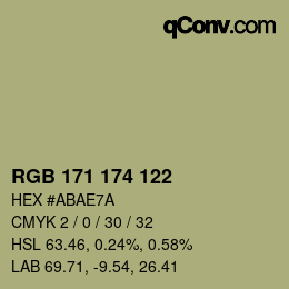Código de color: RGB 171 174 122 | qconv.com