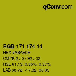 Color code: RGB 171 174 14 | qconv.com