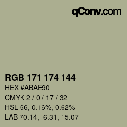 Color code: RGB 171 174 144 | qconv.com