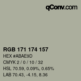 Color code: RGB 171 174 157 | qconv.com