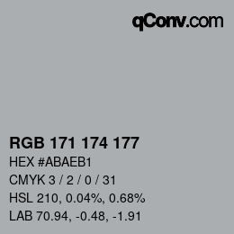 颜色代码: RGB 171 174 177 | qconv.com