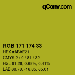 Color code: RGB 171 174 33 | qconv.com
