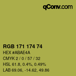 Color code: RGB 171 174 74 | qconv.com