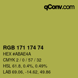 Color code: RGB 171 174 74 | qconv.com