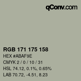 Color code: RGB 171 175 158 | qconv.com
