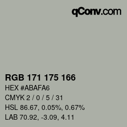 Color code: RGB 171 175 166 | qconv.com