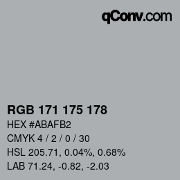 Color code: RGB 171 175 178 | qconv.com