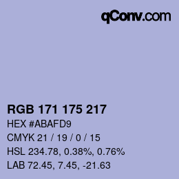 Color code: RGB 171 175 217 | qconv.com