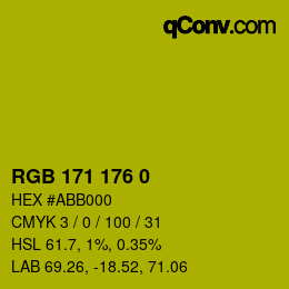 Color code: RGB 171 176 0 | qconv.com