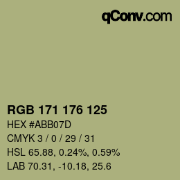 Código de color: RGB 171 176 125 | qconv.com