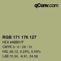 Farbcode: RGB 171 176 127 | qconv.com